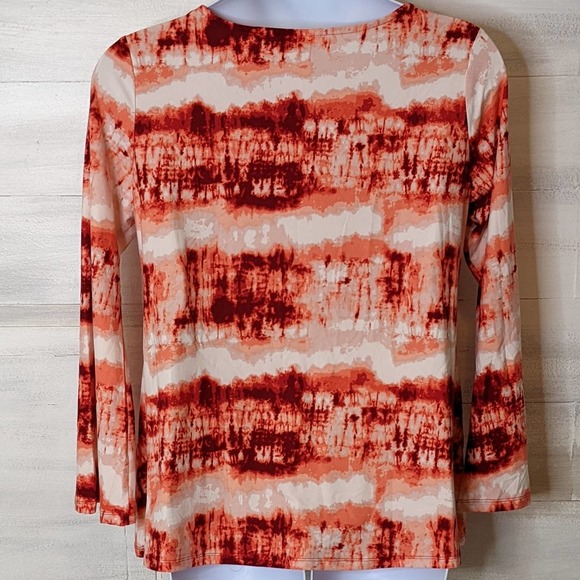 Bobbie Brooks Orange Rust White Tie Dye Bell Sleeve Blouse Size 1X NWT - Picture 2 of 4